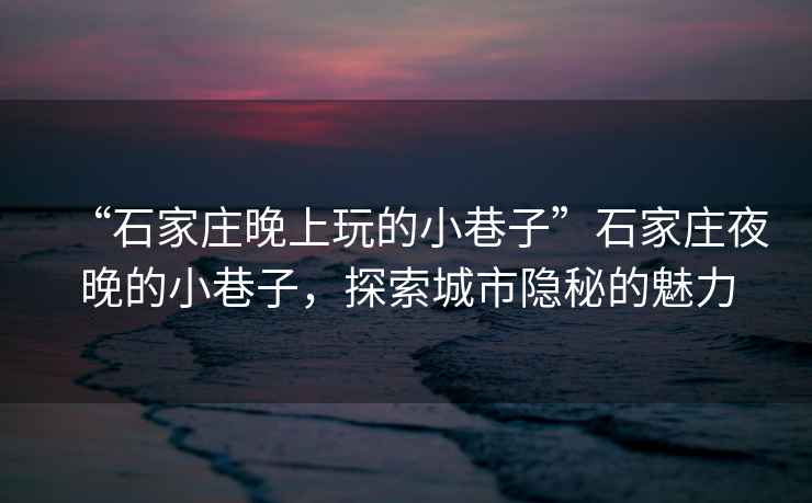 “石家莊晚上玩的小巷子”石家莊夜晚的小巷子，探索城市隱秘的魅力