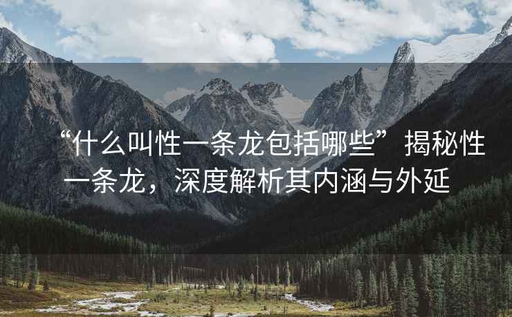 “什么叫性一條龍包括哪些”揭秘性一條龍，深度解析其內涵與外延