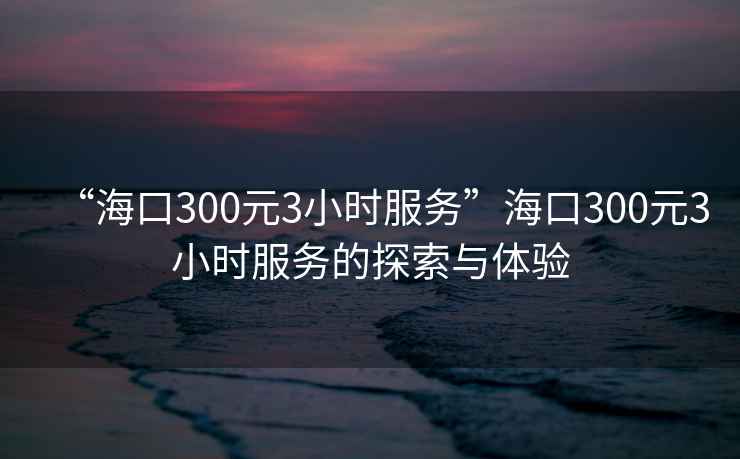“海口300元3小時服務”海口300元3小時服務的探索與體驗