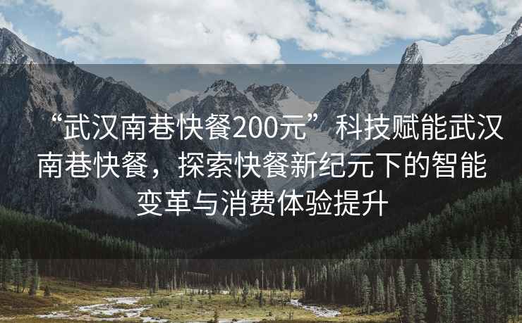 “武漢南巷快餐200元”科技賦能武漢南巷快餐，探索快餐新紀(jì)元下的智能變革與消費(fèi)體驗(yàn)提升