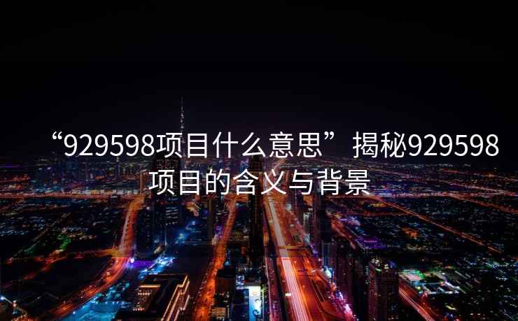 “929598項目什么意思”揭秘929598項目的含義與背景