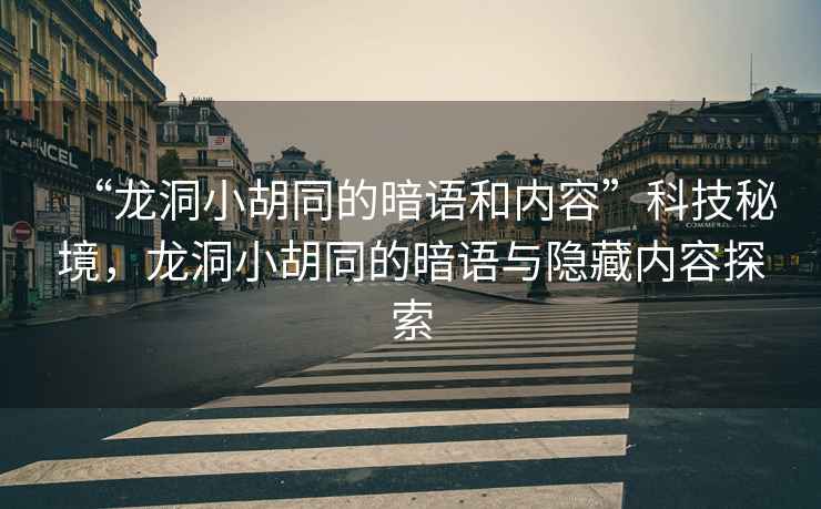 “龍洞小胡同的暗語和內容”科技秘境，龍洞小胡同的暗語與隱藏內容探索