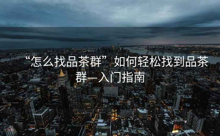 “怎么找品茶群”如何輕松找到品茶群—入門指南