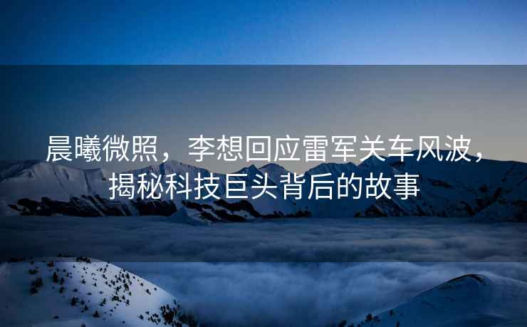 晨曦微照，李想回應雷軍關車風波，揭秘科技巨頭背后的故事