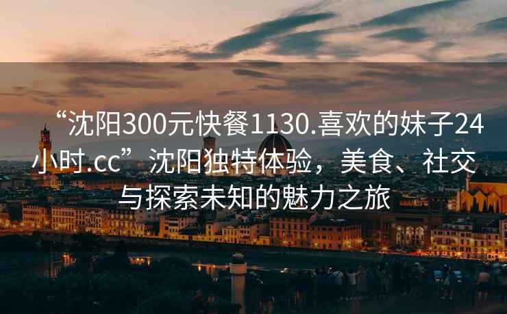 “沈陽300元快餐1130.喜歡的妹子24小時.cc”沈陽獨特體驗，美食、社交與探索未知的魅力之旅