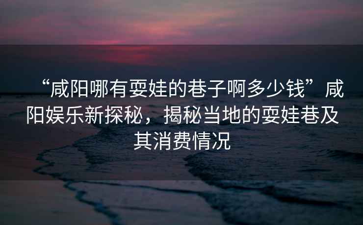 “咸陽哪有耍娃的巷子啊多少錢”咸陽娛樂新探秘，揭秘當地的耍娃巷及其消費情況
