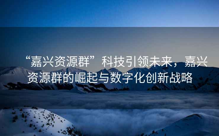 “嘉興資源群”科技引領未來，嘉興資源群的崛起與數字化創新戰略