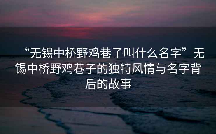 “無錫中橋野雞巷子叫什么名字”無錫中橋野雞巷子的獨特風情與名字背后的故事