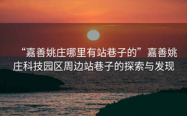 “嘉善姚莊哪里有站巷子的”嘉善姚莊科技園區周邊站巷子的探索與發現