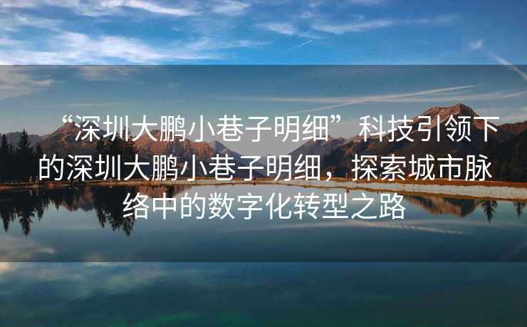 “深圳大鵬小巷子明細”科技引領下的深圳大鵬小巷子明細，探索城市脈絡中的數字化轉型之路