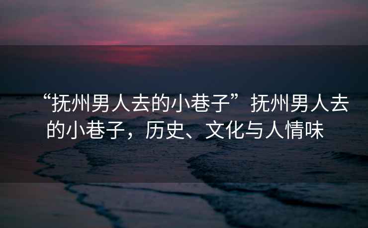 “撫州男人去的小巷子”撫州男人去的小巷子，歷史、文化與人情味