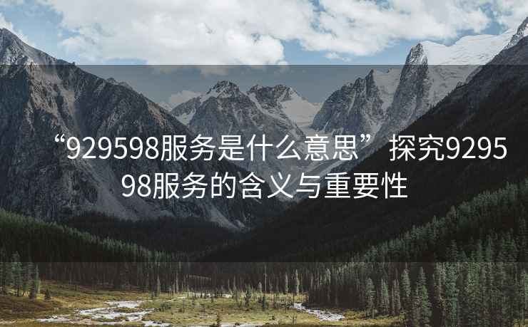 “929598服務(wù)是什么意思”探究929598服務(wù)的含義與重要性