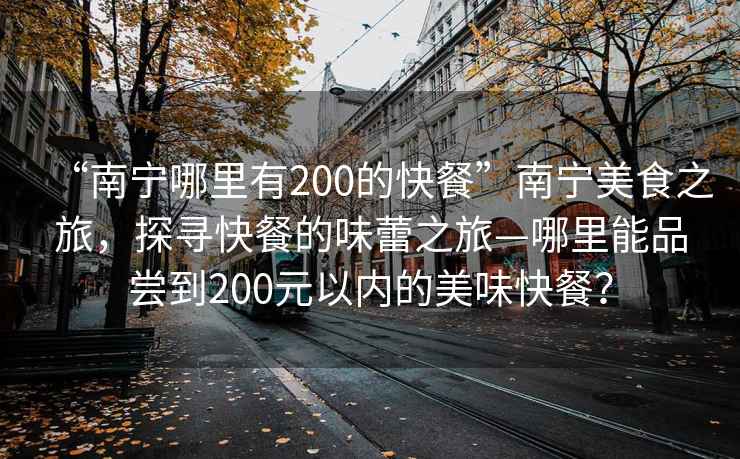 “南寧哪里有200的快餐”南寧美食之旅，探尋快餐的味蕾之旅—哪里能品嘗到200元以內的美味快餐？