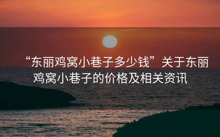 “東麗雞窩小巷子多少錢”關于東麗雞窩小巷子的價格及相關資訊