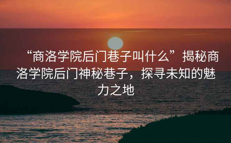 “商洛學院后門巷子叫什么”揭秘商洛學院后門神秘巷子，探尋未知的魅力之地