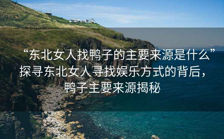 “東北女人找鴨子的主要來源是什么”探尋東北女人尋找娛樂方式的背后，鴨子主要來源揭秘