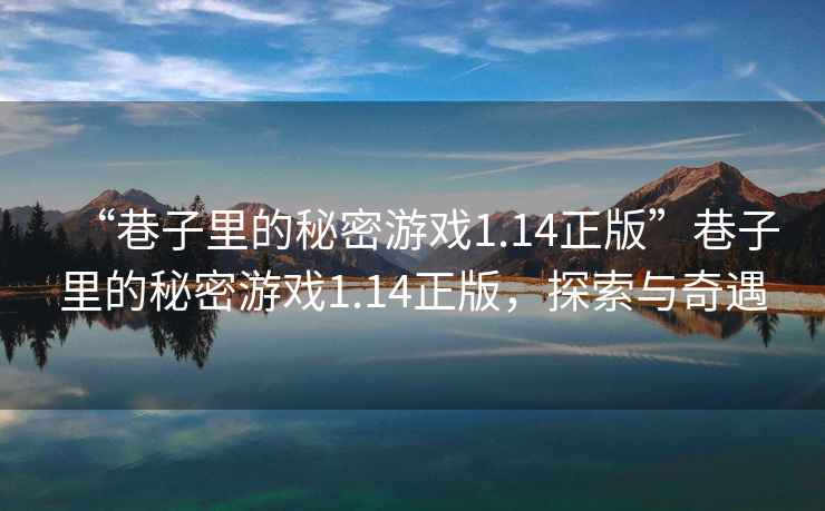 “巷子里的秘密游戲1.14正版”巷子里的秘密游戲1.14正版，探索與奇遇