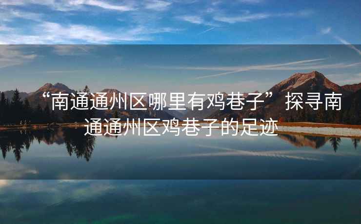 “南通通州區哪里有雞巷子”探尋南通通州區雞巷子的足跡
