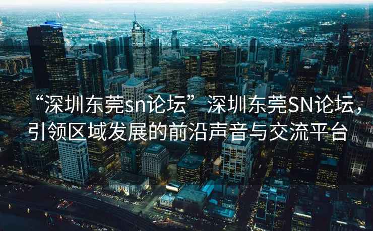 “深圳東莞sn論壇”深圳東莞SN論壇，引領(lǐng)區(qū)域發(fā)展的前沿聲音與交流平臺