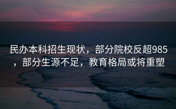 民辦本科招生現狀，部分院校反超985，部分生源不足，教育格局或將重塑