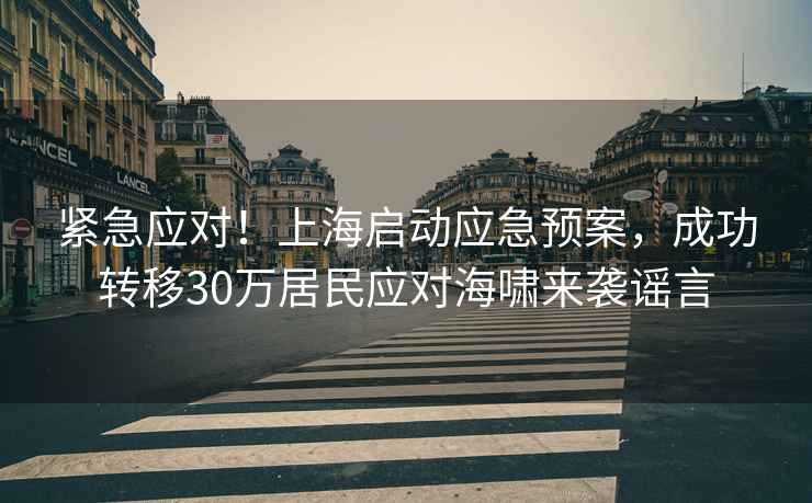 緊急應對！上海啟動應急預案，成功轉移30萬居民應對海嘯來襲謠言