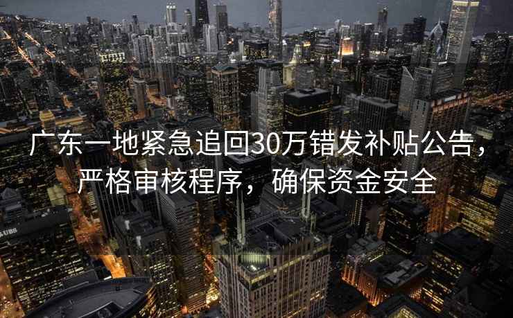 廣東一地緊急追回30萬錯發補貼公告，嚴格審核程序，確保資金安全
