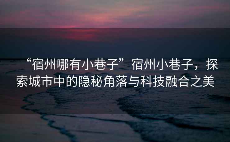 “宿州哪有小巷子”宿州小巷子，探索城市中的隱秘角落與科技融合之美