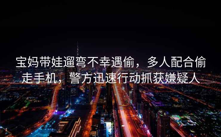 寶媽帶娃遛彎不幸遇偷，多人配合偷走手機，警方迅速行動抓獲嫌疑人