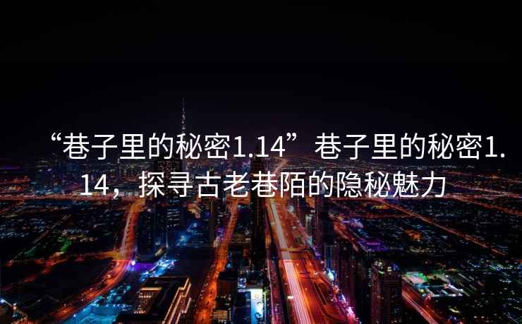 “巷子里的秘密1.14”巷子里的秘密1.14，探尋古老巷陌的隱秘魅力