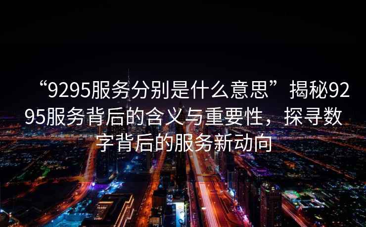 “9295服務分別是什么意思”揭秘9295服務背后的含義與重要性，探尋數字背后的服務新動向
