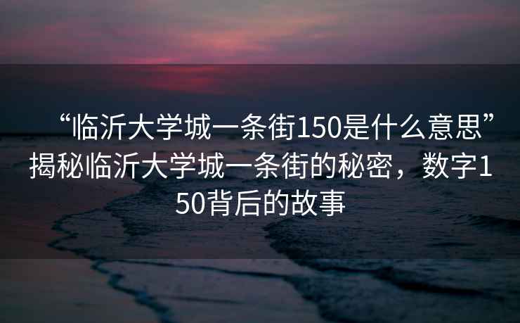 “臨沂大學城一條街150是什么意思”揭秘臨沂大學城一條街的秘密，數字150背后的故事