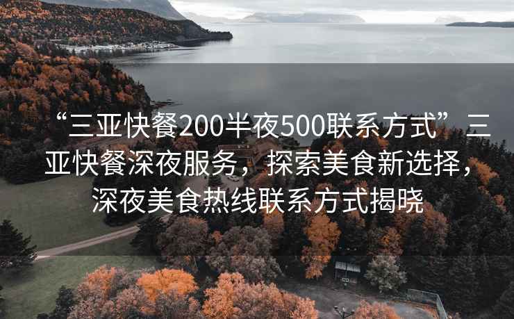 “三亞快餐200半夜500聯(lián)系方式”三亞快餐深夜服務(wù)，探索美食新選擇，深夜美食熱線聯(lián)系方式揭曉