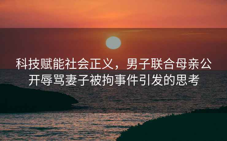 科技賦能社會正義，男子聯合母親公開辱罵妻子被拘事件引發的思考