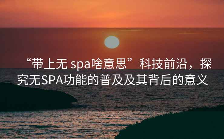 “帶上無 spa啥意思”科技前沿，探究無SPA功能的普及及其背后的意義