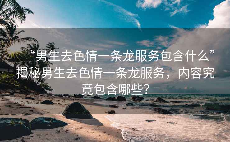 “男生去色情一條龍服務(wù)包含什么”揭秘男生去色情一條龍服務(wù)，內(nèi)容究竟包含哪些？