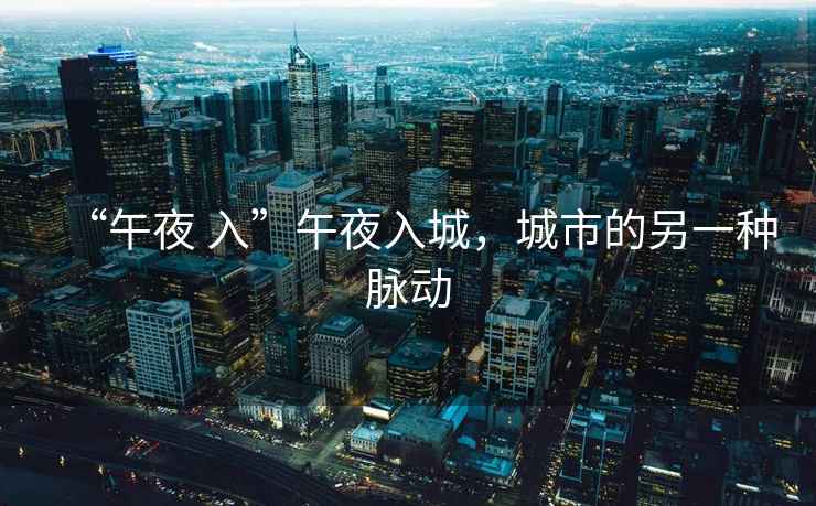 “午夜 入”午夜入城，城市的另一種脈動