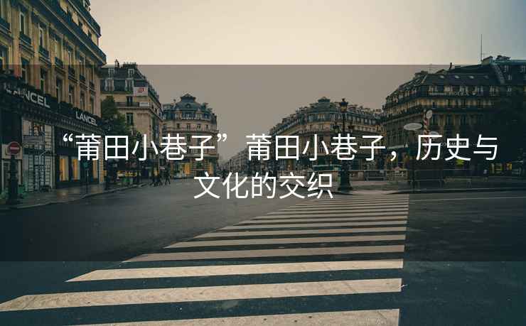 “莆田小巷子”莆田小巷子，歷史與文化的交織