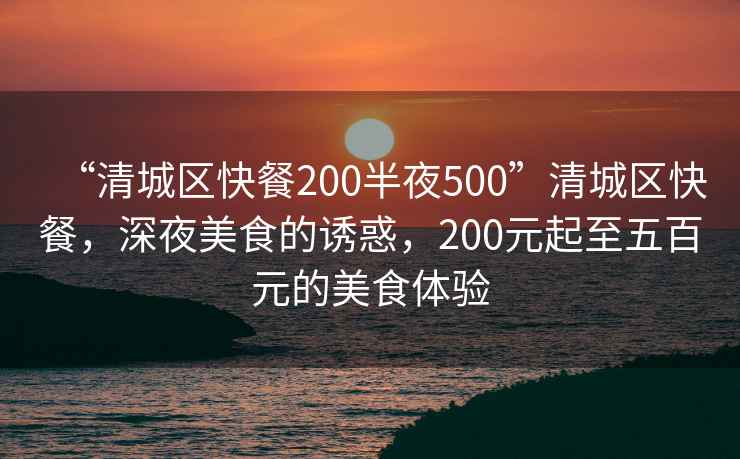 “清城區快餐200半夜500”清城區快餐，深夜美食的誘惑，200元起至五百元的美食體驗