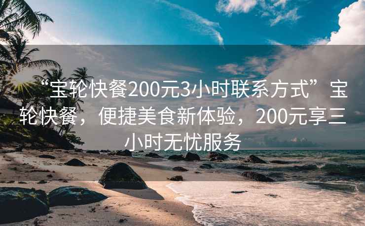 “寶輪快餐200元3小時聯(lián)系方式”寶輪快餐，便捷美食新體驗，200元享三小時無憂服務