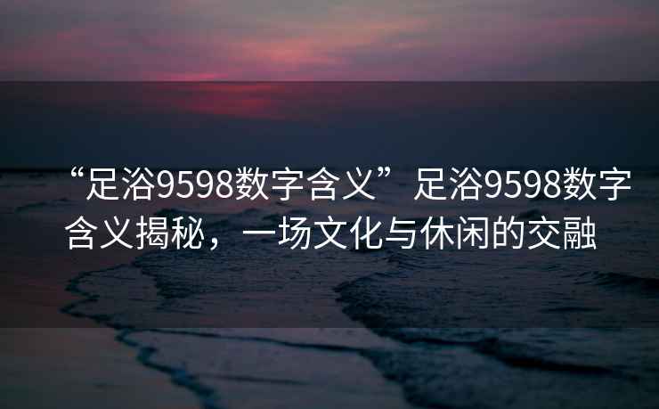 “足浴9598數字含義”足浴9598數字含義揭秘，一場文化與休閑的交融