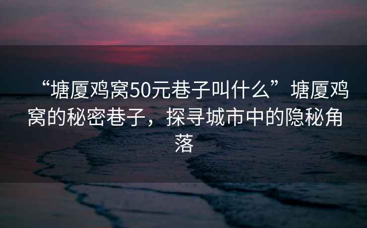 “塘廈雞窩50元巷子叫什么”塘廈雞窩的秘密巷子，探尋城市中的隱秘角落