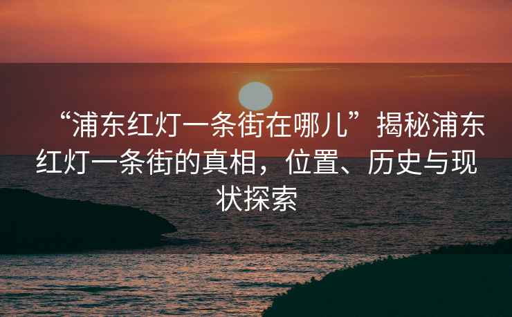 “浦東紅燈一條街在哪兒”揭秘浦東紅燈一條街的真相，位置、歷史與現狀探索