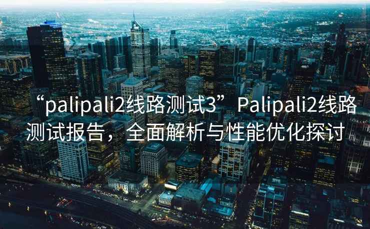 “palipali2線路測試3”Palipali2線路測試報告，全面解析與性能優化探討