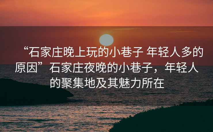 “石家莊晚上玩的小巷子 年輕人多的原因”石家莊夜晚的小巷子，年輕人的聚集地及其魅力所在