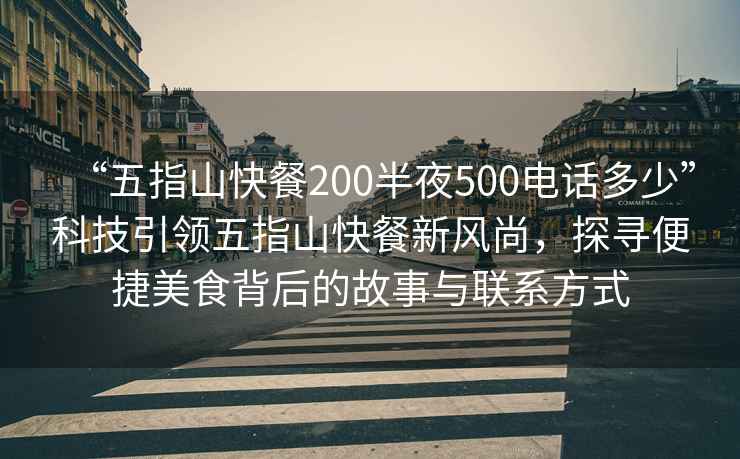 “五指山快餐200半夜500電話多少”科技引領五指山快餐新風尚，探尋便捷美食背后的故事與聯系方式