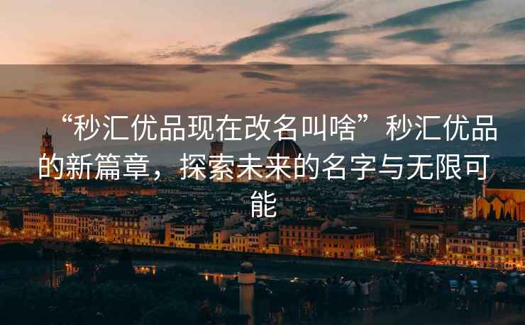 “秒匯優品現在改名叫啥”秒匯優品的新篇章，探索未來的名字與無限可能