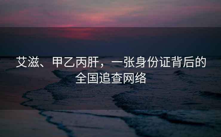 艾滋、甲乙丙肝，一張身份證背后的全國追查網絡