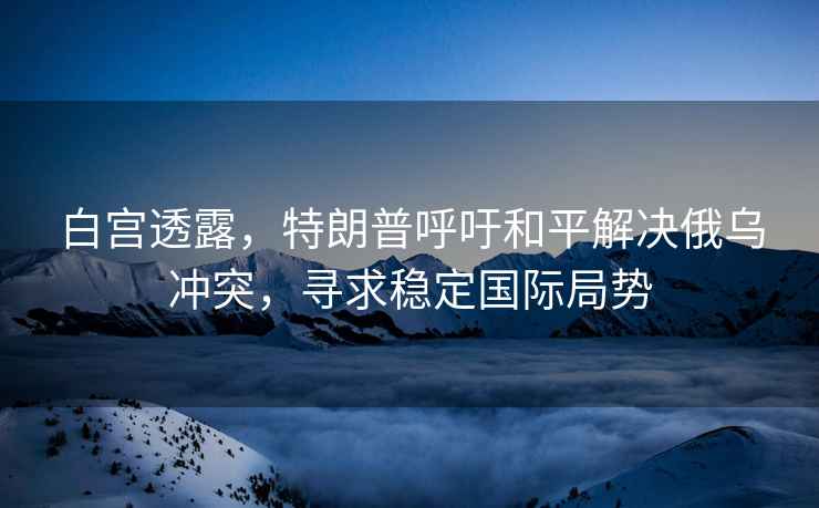 白宮透露，特朗普呼吁和平解決俄烏沖突，尋求穩(wěn)定國(guó)際局勢(shì)