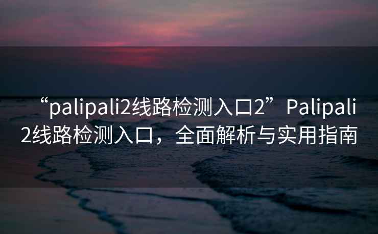 “palipali2線路檢測入口2”Palipali 2線路檢測入口，全面解析與實用指南