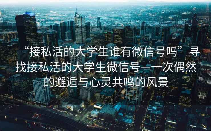 “接私活的大學生誰有微信號嗎”尋找接私活的大學生微信號—一次偶然的邂逅與心靈共鳴的風景